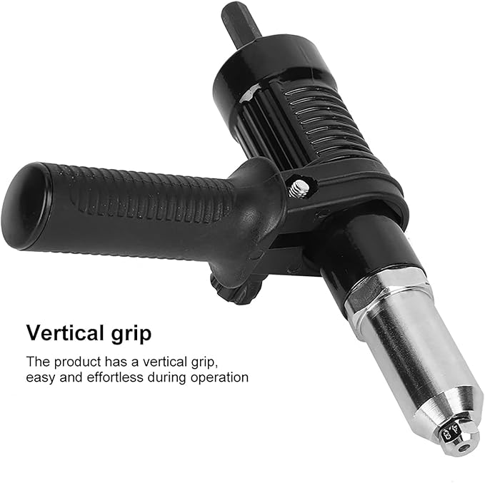 flexman Rivet Gun Adapter for Electric Drill, High Hardness Alloy Steel Electric Handle Tool with Wrench, Riveting Tool Kit for Pull Rivets