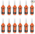 12 Packs Garden Pruning Shears with Straight Blades Trimming Scissors, Gardening Hand Pruning Snips Titanium Coated Precision Bonsai Pruning Shears, Convenient Flower Cutters (Orange)