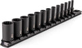 TEKTON 1/4 Inch Drive Impact Socket Set, 13-Piece | SID90111 | (5/32 - 11/16 in.), Semi-Deep, 12-Point, Socket Rail