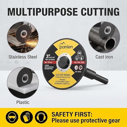 3inch 10 Pack Die Grinder Cutting Disc and Mounting Mandrel Kit 1/4" 3/8" Arbor