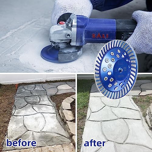 SALI 7 Inch Concrete Grinding Wheels 43 Turbo Diamond Segments 5/8-11 Arbor Diamond Grinding Wheel Fit for Paint, Epoxy, Mastic, Coating Removal