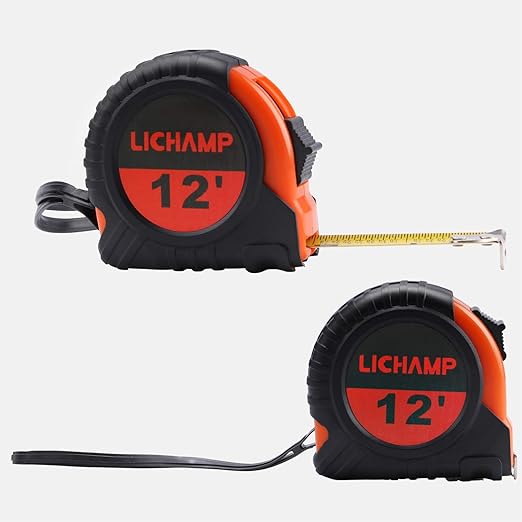 LICHAMP Tape Measure 12 ft, 8 Pack Bulk Easy Read Measuring Tape Retractable with Fractions 1/8, Measurement Tape 12-Foot by 1/2-Inch