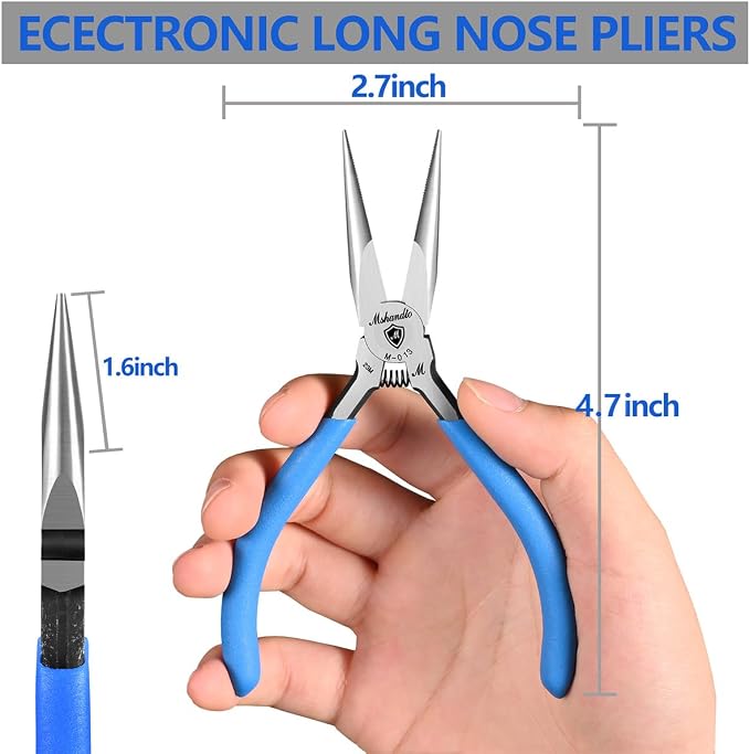 Smooth Jaw Needle Nose Pliers, mshandto 4.8" Non-Serrated High Carbon Steel Long Nose Pliers for Jewelry Making, Wire Bending & Craft DIY, Electronics Repair, Object Grasping Precision Pliers