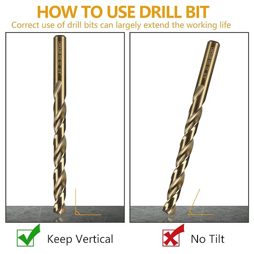 CaRoller Cobalt Drill Bit Set 21-Piece, M35 Metal Drill Bits Durable Round Shank Drill Sets for Steel Wood Plastic Sheet Metal (21pcs Cobalt)