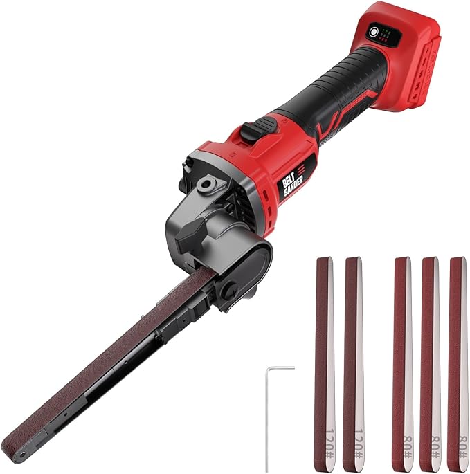 Cordless Detail Band file Sander Compatible with Milwaukee 18V/M18 Battery, Finger Belt Sander with 6 Variable Speed, 170° Adjustable, 1/2"x18" Belt for Wood, Paint, Metal Rust, DIY (Tool Only)