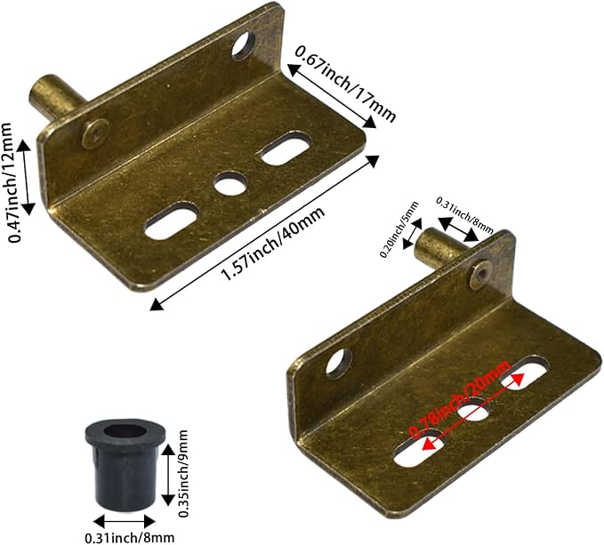Aifeier ET 2 Sets Pivot Hinges Bronze Heavy Duty Concealed Shaft Door Hinges with Bushing for Wood Doors, Drawers, Furniture Cabinets, Wardrobe, Showcase, etc