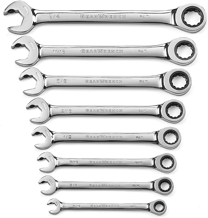 GEARWRENCH 8 Pc 72T Open End Ratcheting Combination SAE Wrench Set | 85599