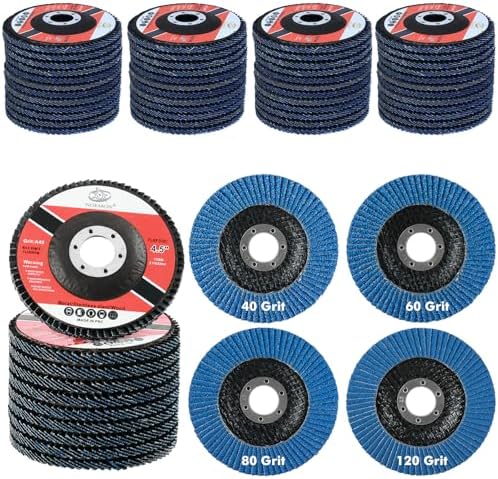 50 Pack 4 1/2 Inch Flap Disc Angle Grinder Sanding Disc Type 27 Flap Discs Premium High Density Jumbo 40 60 80 120 Grit Flap Sanding Disc (Type 29-40 60 80 120 grit)