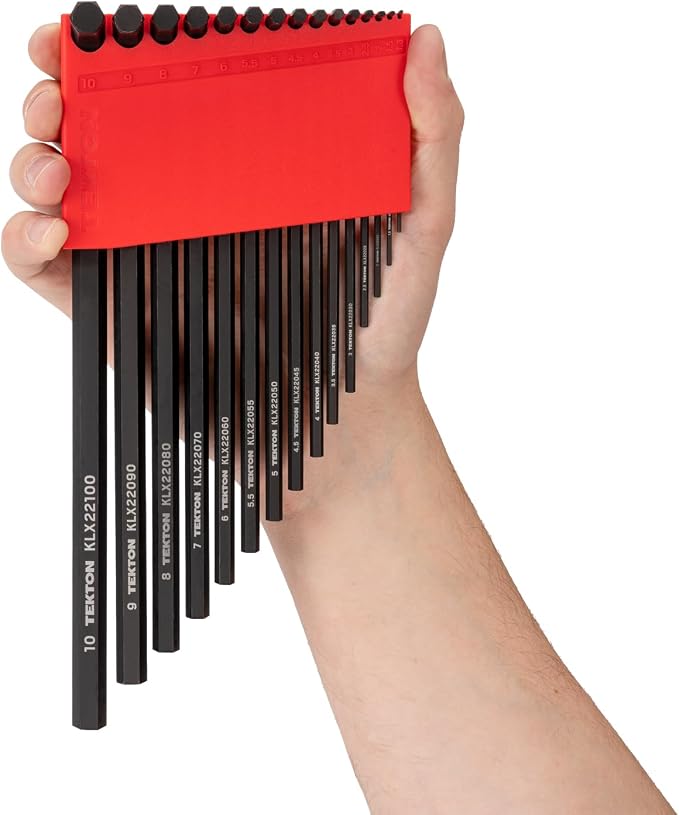 TEKTON Flat End Hex L-Key Set, 15-Piece | KLX91205 | (1.3 - 10 mm), Manganese Phosphate Finish, Holder