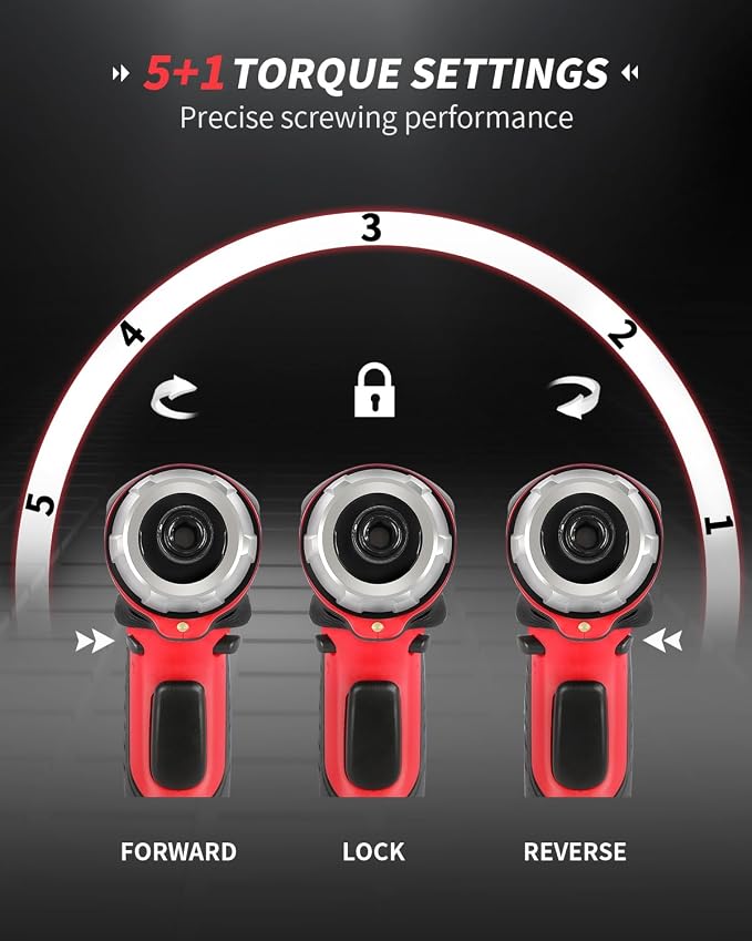 AVID POWER Electric Screwdriver Set Rechargeable 4V Cordless Screwdriver Kit with 44pcs Accessories, 5.65Nm Screw Gun, 5+1 Torque Setting, 2 Position Handle with LED Light