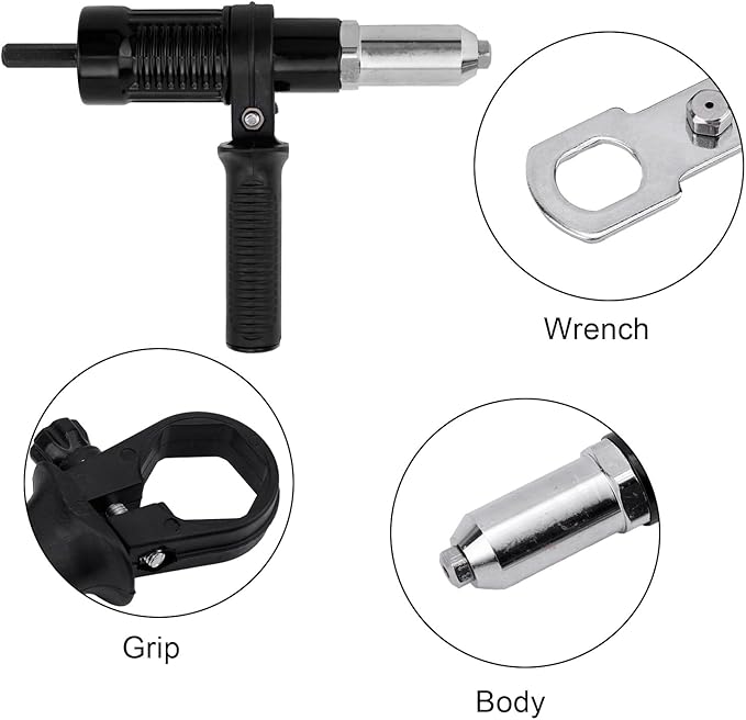 Penitue Pop Rivet Gun Adapter Kit, Premium Automotive Cordless Electric Drill Riveter Gun Adapter Attachment Tool Accessories Easy Installation Suitable for SUV Truck and Car
