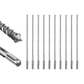 SALI SDS Plus Rotary Hammer Drill Bit 10 Pcs 1/4"*12" Concrete Drill Bit Kit Cross-Type Double Thread Carbide Material Suitable for Concrete, Brick, Cement Walls, Stone, Hammer Drill Bits for Concrete