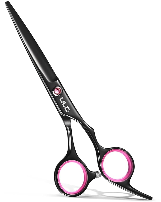 ULG Hair Cutting Scissors, Professional Hair Scissors 6.5 inch Right-Hand Razor Edge Barber Shears Salon Hair Cutting Shears Made of Japanese Stainless Steel, Hand Sharpened Black