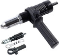 Professional Electric Rivet Gun Adapter Kit, Alloy Steel Riveter Gun Adapter Kit, Rivet Drill Tool with 4 Rivet Heads, for Cordless Screwdrivers and Drills,1pc