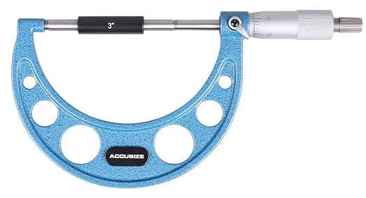 Accusize Industrial Tools Outside Micrometer, 3-4", EG00-0004 | 3-4", Ultra-Precision, Carbide Tipped, M-Type, Resolution 0.0001", Ratchet Friction Thimble, Solid Storage Case