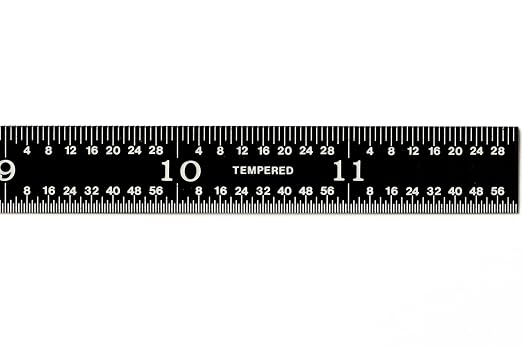 PEC Tools 12" Flexible Metal Ruler, High-Quality Stainless Steel, High-Contrast Black Chrome Finish, 3R Graduation (1/32", 1/64", 1/10", 1/50"), Fully Hardened and Tempered, Made in USA