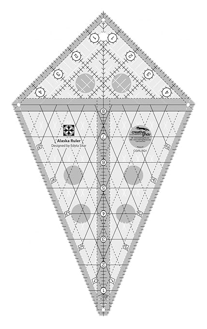 Creative Grids Alaska Ruler – CGRLBQ1 – Made in USA, 7-1/4in x 12in, Non-Slip Grip Acrylic Quilting, Sewing, Crafting, Patchwork Ruler & Template