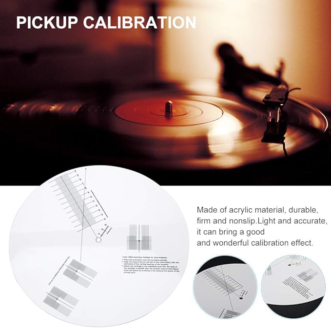 Acrylic Turntable Mat Cartridge Alignment Protractor Phonograph Cartridge Alignment Tool Anti Slip LP Record Calibration Plate for Turntable Accessories