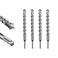 SALI SDS Plus Rotary Hammer Drill Bit 4Pcs 1"*12" Concrete Drill Bit Kit Cross-Type Double Thread Carbide Material Suitable for Concrete, Brick, Cement Walls, Stone, Hammer Drill Bits for Concrete