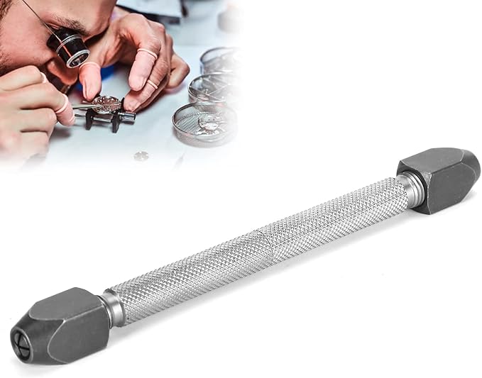 Steel Pin Vise Hand Drill with Twisted Drill Bit, Ergonomic Slip-Resistant Handle, Watch Repair Tool for Watchmakers