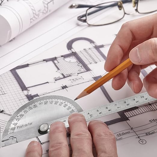 EMVANV Stainless Steel Protractor 0-180 Degrees, Woodworking Ruler Angle Finder, Metal Adjustable General Angle Measuring Tool(Size:0-180 Degrees), as picture show