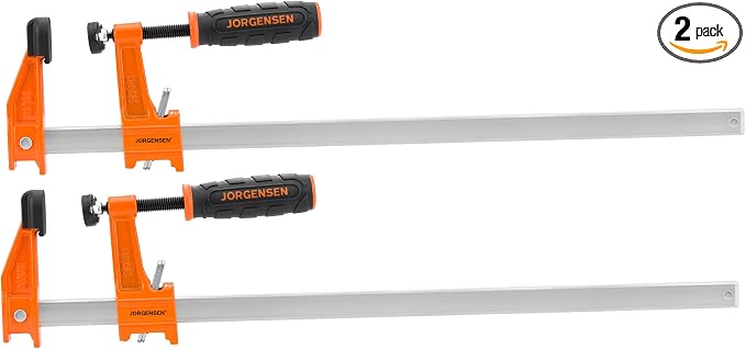 Jorgensen 18-Inch Bar Clamp Set, Medium Duty Steel Bar Clamps for Woodworking, Wood Clamps with 600 lbs Load Limit, 2-Pack