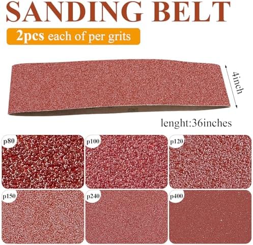 37Pcs 4x36Inch Sanding Belts, Aluminum Oxide Belt Sander(80/100/120/150/240/400 Grit), 6inch No-hole Sanding Disc(80/100/120/180/240/400 Grits) for Power Combination Disc Belt Sanders