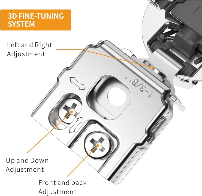 Chibery 10 Pack 1-3/8" Overlay 3D Soft Close Concealed Hinge for Face Frame Door, Smooth Slow Self Closing Hinges, Satin Nickel, Hidden 105° Open Angle Stainless Steel Hinge for Kitchen Cabinet Door
