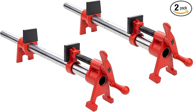 2-Pack 1/2"x24" Wood Gluing Pipe Clamp Fixture for Woodworking | 1/2" H-Style Heavy Duty Cast Iron Pipe Clamp Set with Extension Pipe for Cabinet Furniture Carpentry, 1100LBS Load Limit