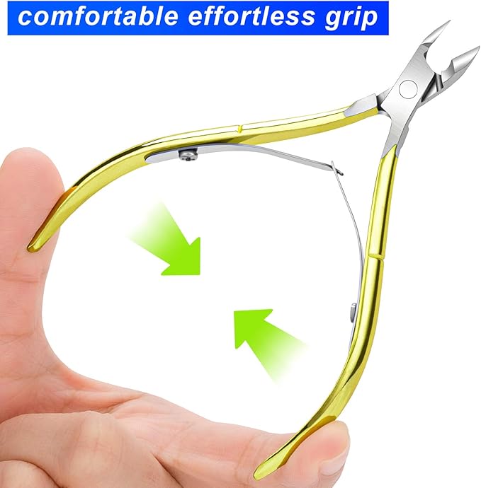 4 Packs Cuticle Nipper, Premium Stainless Steel Cuticle Trimmer for Manicure & Pedicure at Home/Spa/Salon [Gold and Rainbow Color]