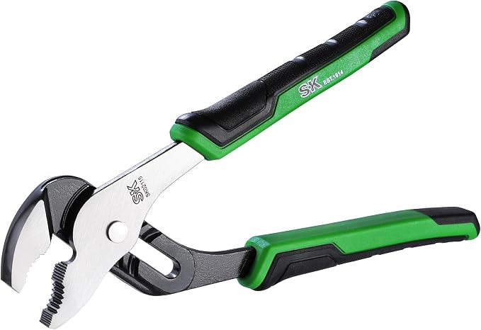 SK 8'' Water Pump Pliers, Serrated Jaws Groove Joint Pliers, CR-V Steel | 5 Positions UP to 1.3'' Jaw Capacity, Ergonomic Anti-slip Handle for Comfortable Grip