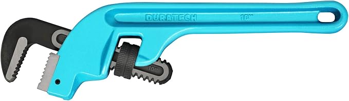 DURATECH 10-Inch Offset Pipe Wrench, Adjustable Plumbing Wrench | Heavy Duty End Pipe Wrench, Cast Iron Handle