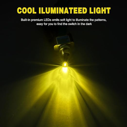 Nilight 5PCS LED Toggle Switch ON Off 12V 30A Yellow Lighted Metal Heavy Duty SPST 3 Pin Rocker Switches 12mm Mounting Hole for Automotive Cars Trucks Boats Racing Cars