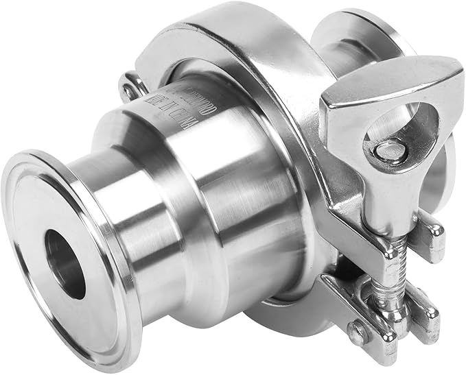 DERNORD Sanitary Check Valve - One Way Flow - 1.5" Tri Clamp Style, Stainless Steel 304, FKM Gasket (3/4 Inch Tube OD)