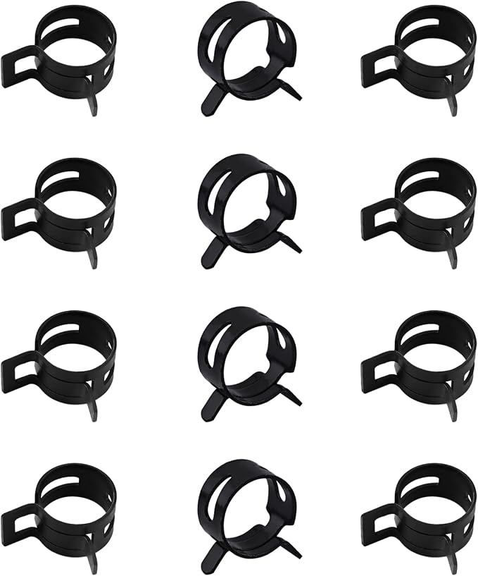 50pcs 0.91" ID Constant Tension Band Hose Clamps, 23mm Spring Band Type Action Hose Clamp Manganese Steel Fuel Line Clamp Low Pressure Air Clip Clamp for Fuel Hose Line Water Pipe Air Tube black