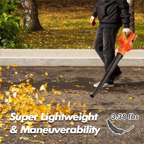 Leaf Blower Cordless 21V Electric with 2 Batteries and Charger Lightweight