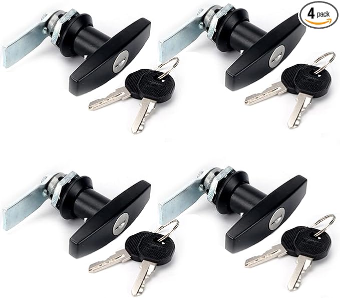 CYDZSW 4Pcs T-Handle Cabinet Locks with Keys,RV Truck Storage Drawer Cam Cylinder Lock for Adults,Craftsman File Cabinet Tool Box Mailbox Vending Machine Lock Replacement