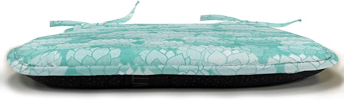 Lunarable Aquamarine Chair Seating Cushion Set of 6, Retro Design Continuous Pattern of Abstract Flowers, Anti-Slip Seat Padding for Kitchen & Patio, 16"x16", Turquoise Pale Seafoam