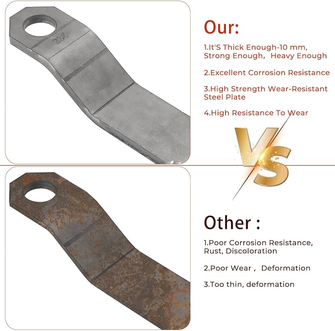 MOTOQUEEN Heavy Duty Replacement Bush Hog Rotary Grass Cutter Blades Mower Blade 10mm Mild Steel for Mower King Skidsteer 2-3/8" x 14" x 3/8" Rotary Replacement Blades for Brush Mowers (2 Blade Set)