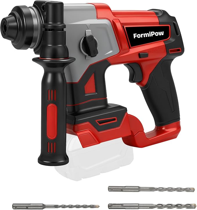 SDS-Plus Rotary Hammer Drill for Milwaukee M18 Battery, 3J Impact Brushless Rotary Hammer with 2 Mode Operation, Cordless Hammer Drill with 3 SDS Plus Bits & Chisel Set (No Battery)