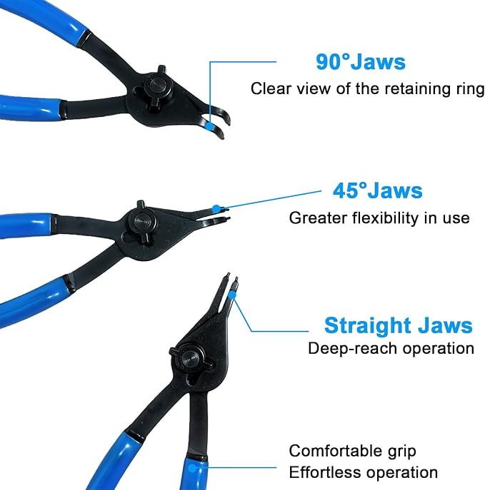 12-Piece Internal & External Convertible Snap Ring Pliers Set