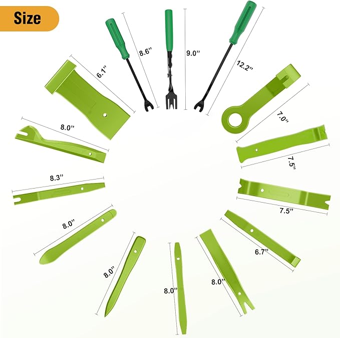 GOOACC 238Pcs Trim Removal Tool, Auto Push Pin Bumper Retainer Clip Set Fastener Terminal Remover Tool Adhesive Cable Clips Kit Car Panel Radio Removal Auto Clip Pliers, Green