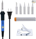 Soldering Iron Kit Electronics - FEITA Adjustable Temperature Solder Iron AC110V 60W with 5Pcs Different Solder Tips, Soldering Stand, Solder Wire for Variously Electronic Repair