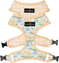 Lucy & Co. Reversible Dog Harness - Water-Repellent Neoprene, Dual-Print Design, Easy Swap Style, Adjustable Comfort Fit - Sunshine Daffodils Reversible Harness - Small