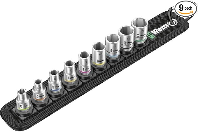 Wera 05003883001 BELT A 4 ZYKLOP SOCKET SET, 1/4" DRIVE, 9 PIECES