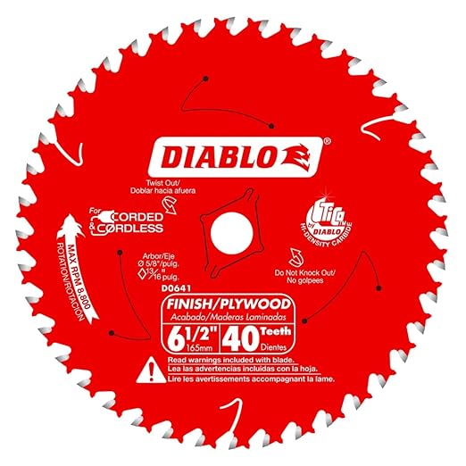 Diablo High-Performance Finish Trim Saw Blade for Wood - 6-1/2" x 40-Teeth, Tico Carbide - D0641X
