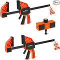 HORUDSY 3-Pack 12-Inch Bar Clamps Set with Leveling Block Clamps, Heavy Duty 350LBS Load, One-Handed Quick Grip Woodworking Clamps, Expandable Spreader with Connector