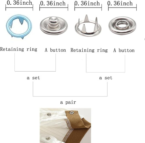 100 Sets Metal Snap Button Kit, Five Claw Buckle Tool Set with Fastener Pliers Press Tool for DIY Crafts, Clothes, Hats, Sewing (10 Colors, 9.5mm) YIGUANXIN