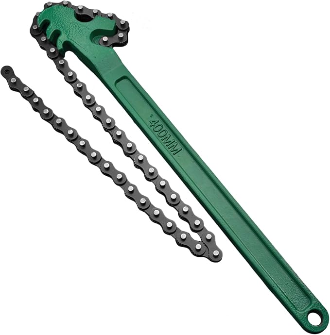 Oil Filter Wrench Set, 16 in Adjustable Chain Oil Filter Wrench, Carbon Steel Strap Wrench for Easy Removal, Fits 60-210 mm Oil Filters, Comfortable Plastic Handle