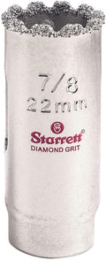 Starrett Diamond Grit Hole Saw 7/8" Dia, 1-5/8" Cutting Depth | Ideal For Drilling Small Diameter Holes, 1/2-20 Thread Size, XA1 Arbor, Non-Metallic Materials, Silver, KD0078-N